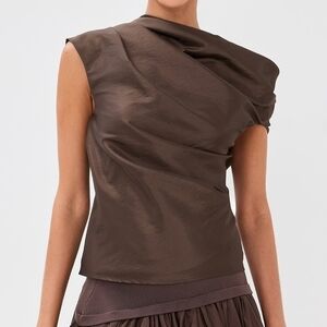 SIMKHAI Vivia Chocolate Draped Top